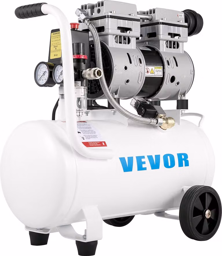 Compressore silenzioso da 25 L, Compressore silenzioso oil-free da 750 W, Compressore d'aria oil-free da 60 dB, Compressore d'aria compressa da 220 V, Caldaia silenziosa ad aria compressa da 165 L / min di volume di scarico, con ventilatore di scarico inc