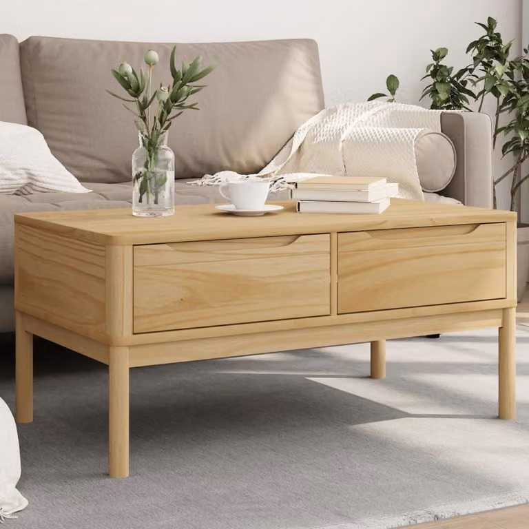 vidaXL Tavolino FLORO in Legno di Pino Marrone Cera L: 99 cm, P: 55,5 cm, H: 45 cm