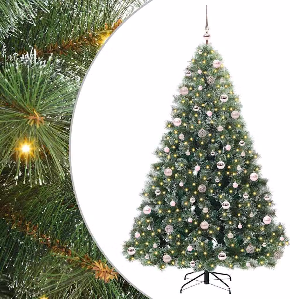 Albero di Natale artificiale con 300 LED Verde 210 cm PE e PVC