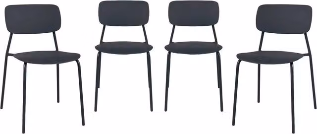 Set 4 sedie da giardino impilabili in acciaio e plastica, antracite
