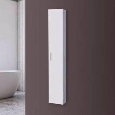 Pensile bagno sospeso Desya bianco lucido con anta reversibile e ripiani interni L: 150 cm
