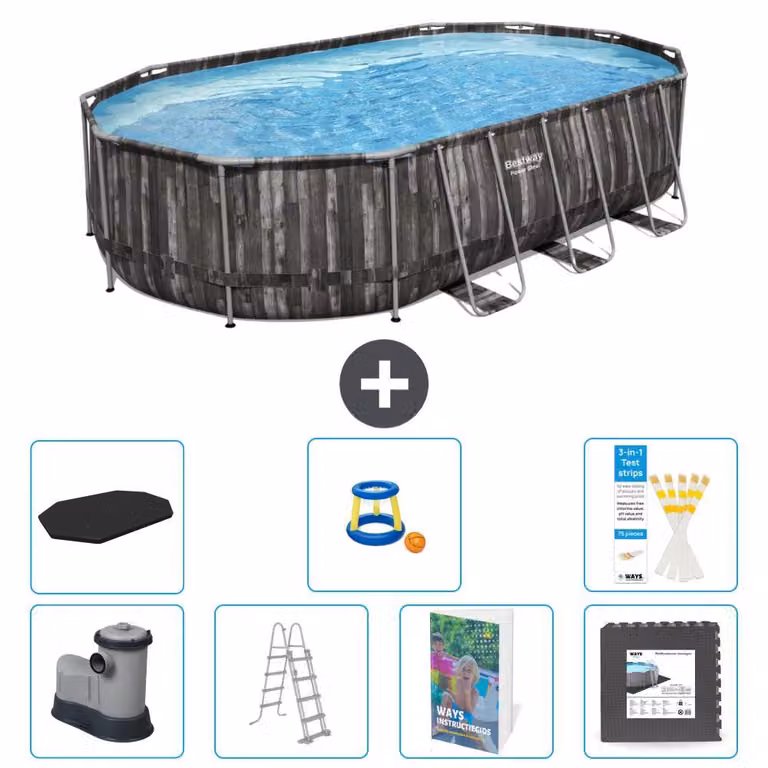 Bestway Power Steel, piscina ovale - 610x366x122 cm - composta da 6 parti, modello S525