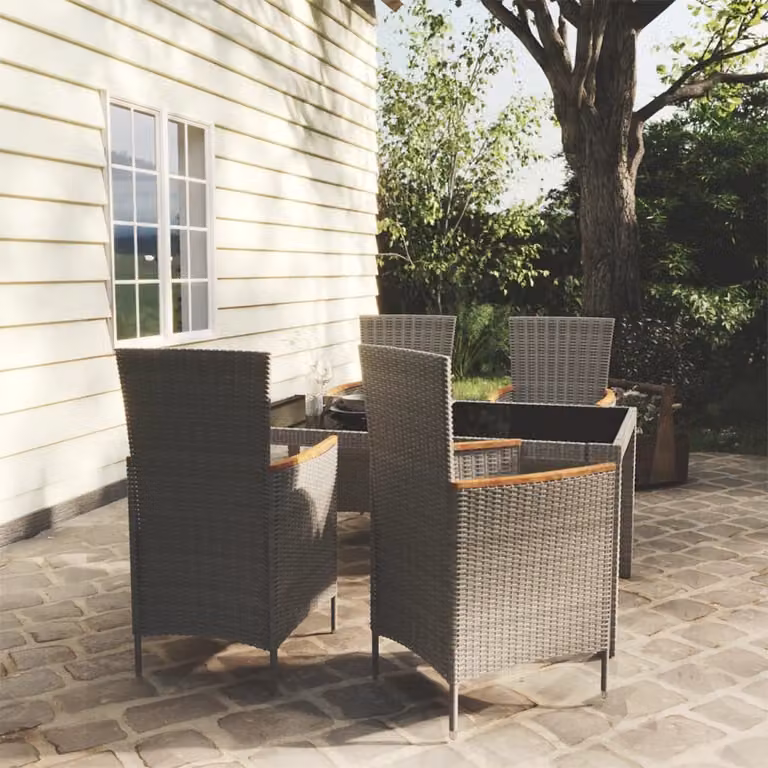 Maison Exclusive - Set da pranzo da giardino 5 pezzi con cuscini in polyrattan grigio