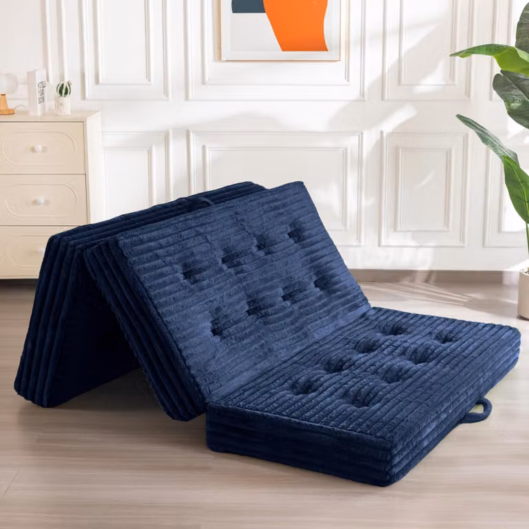Materasso pieghevole, dimensioni 190 x 90 cm, con rivestimento in ecopelliccia di alta qualità