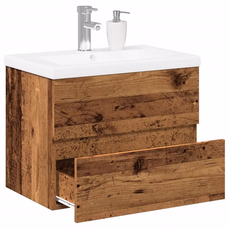 Mobile con Lavabo Integrato vidaXL in Stile Rustico, Bianco e Marrone