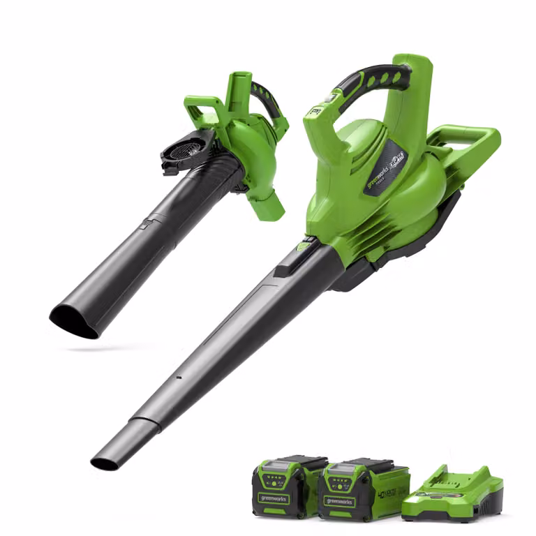 Greenworks 40V Soffiatore / Aspirafoglie 280 km/h - 2x Batterie 2Ah