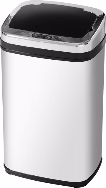 Cestino dei rifiuti rettangolare HomCom con sensore automatico in acciaio inox color argento, capacità 30L