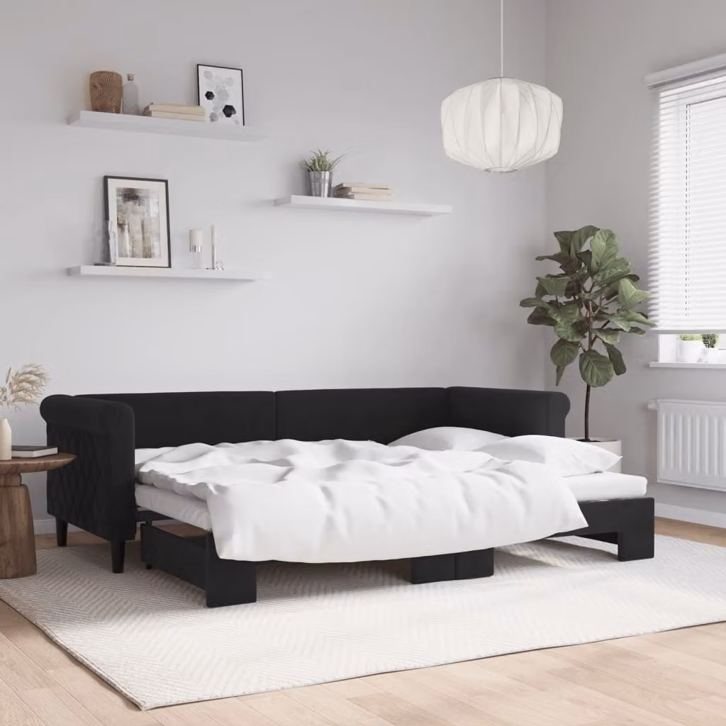 vidaXL Divano Letto con Letto Estraibile in Velluto Nero