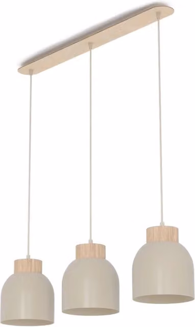 Lampada sospesa VIGO beige legno 3xE27 Emibig