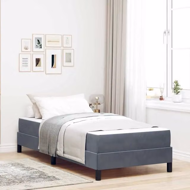 Letto a molle con materasso-Struttura Letto con Materasso Grigio scuro 90 x 190 cm Tessuto 290849