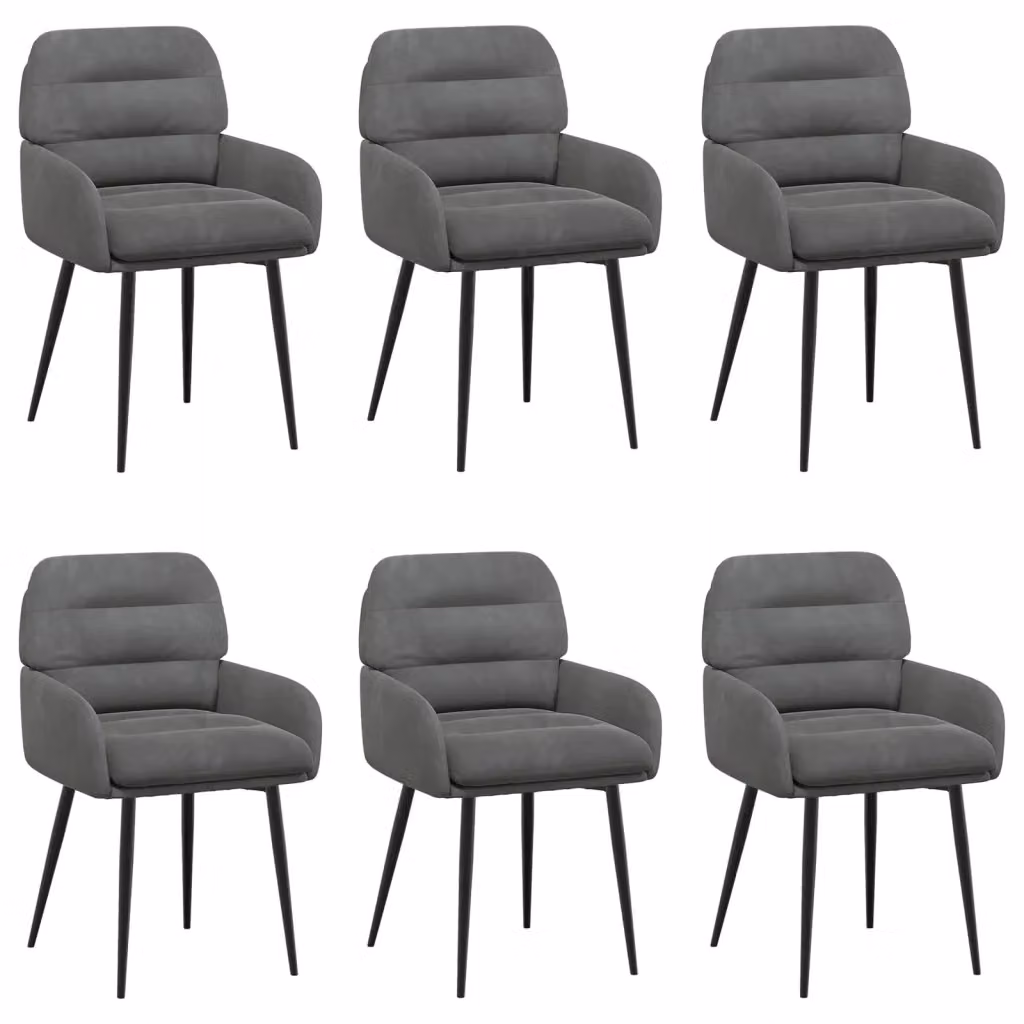 Set di 6 sedie da pranzo moderne vidaXL in velluto grigio con struttura in metallo L/P/H: 59 x 59,5 x 90 cm – 2