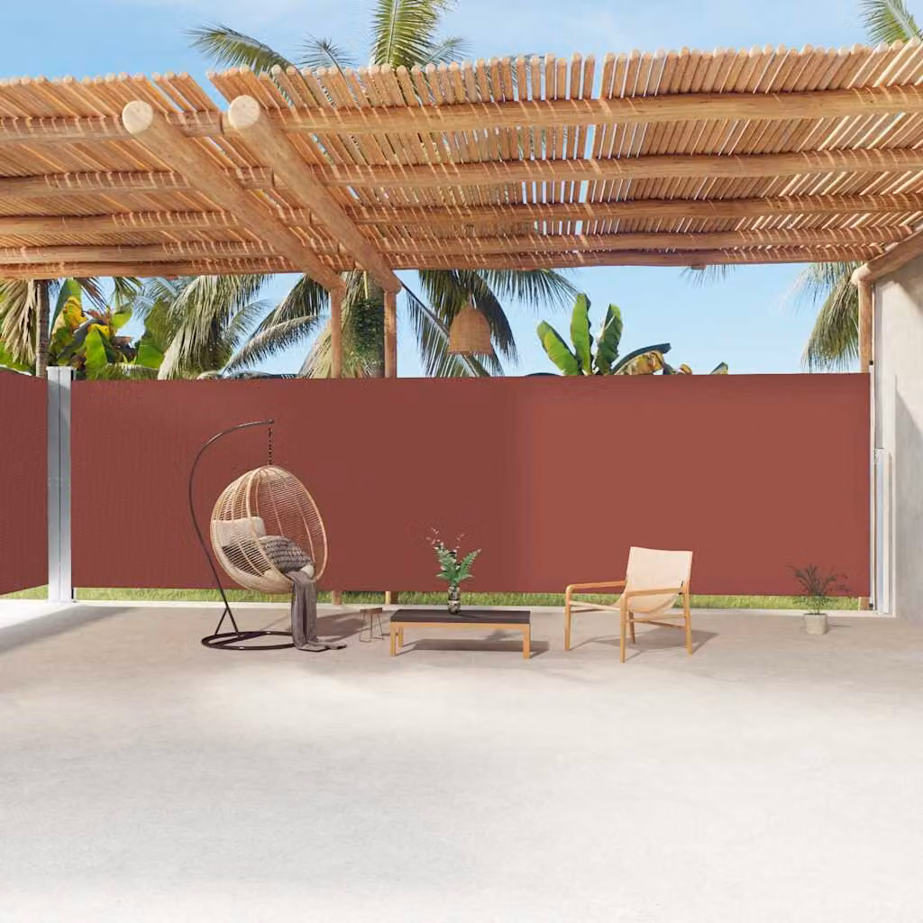 Tenda da sole laterale retrattile vidaXL in poliestere marrone L: 1200 cm, H: 220 cm