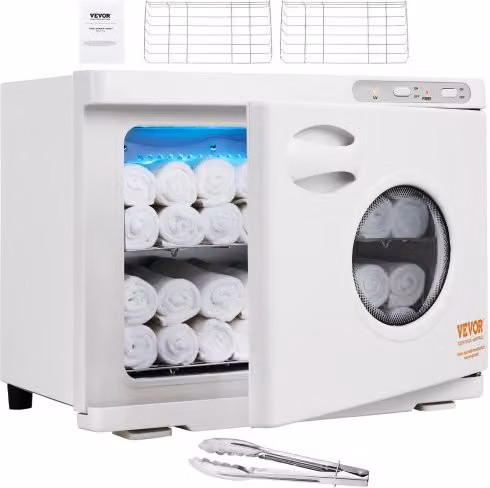 Scaldasalviette VEVOR Armadietto Sterilizzatore da 23L con Luce UV e 2 Ripiani in Acciaio Inox, Colore Bianco