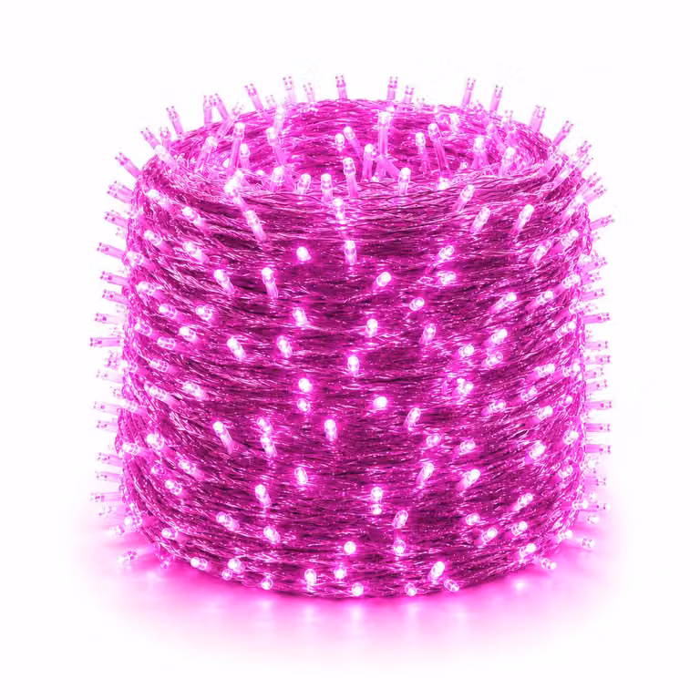 100M 2000LEDs, 8 modalità di luce, luci natalizie a LED, luci fiabesche elettricità cavo trasparente, luce per decorazione interna, illuminazione per feste, rosa