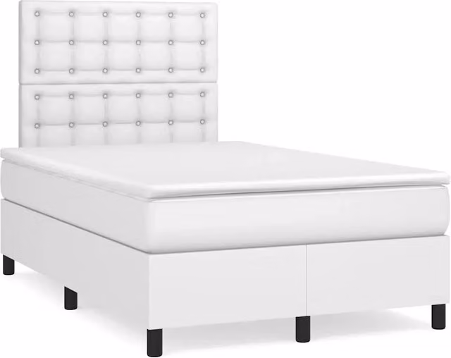Letto con giroletto a molle, materasso e illuminazione LED vidaXL, colore bianco, L/P: 120 x 200 cm