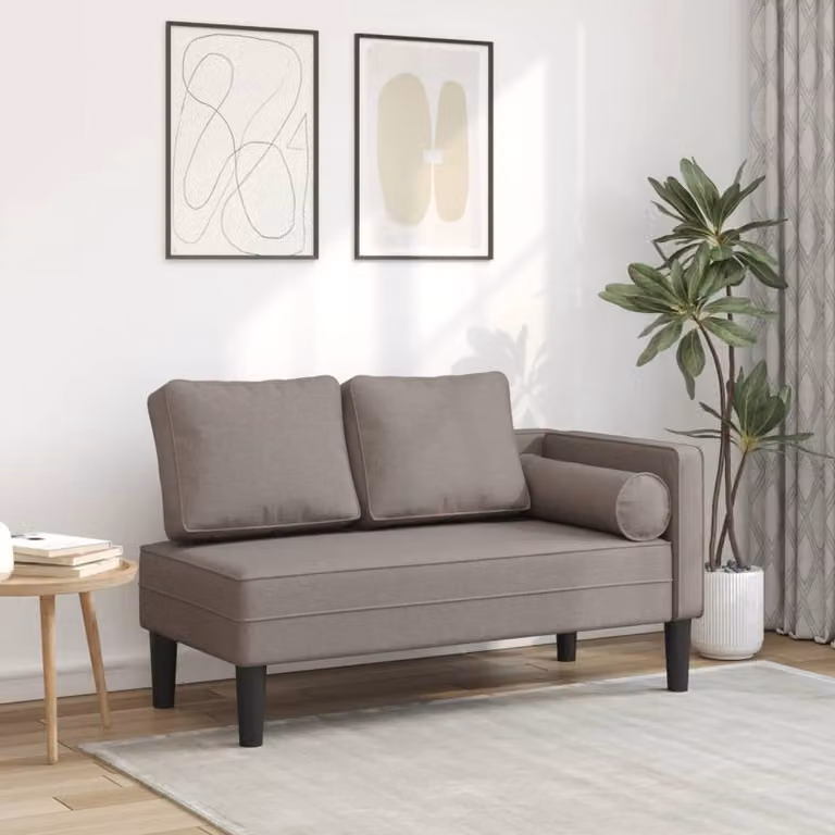 Maison Exclusive - Chaise longue con cuscini in tessuto color tortora