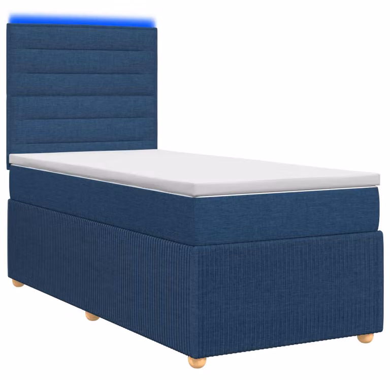 Letto boxspring LED con materasso blu 90 x 200 cm Tessuto