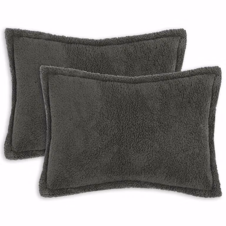 Set di 2 federe vidaXL HOUTEN in tessuto bouclé grigio scuro, L 50 cm x P 80 cm