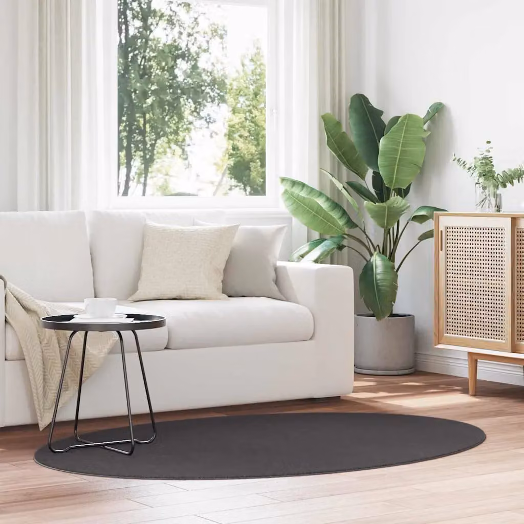 Tappeto moderno vidaXL HUARTE Antracite in 100% Poliestere, Lavabile e Antiscivolo, L 100 x P 200 cm