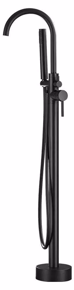 Miscelatore monocomando per vasca freestanding, finitura nera opaca, forma rotonda