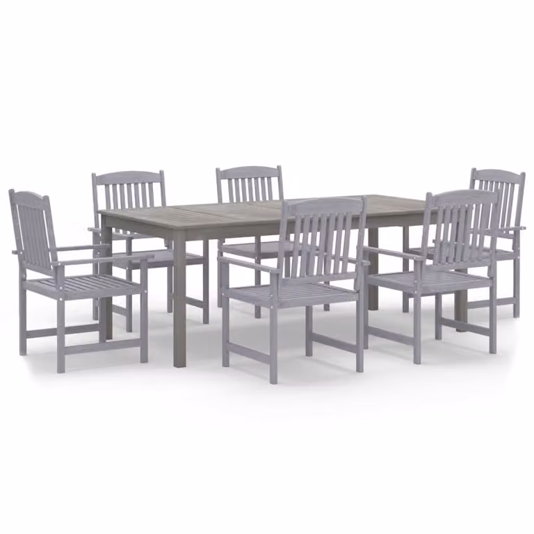 Set da Pranzo da Giardino 7 pz Legno Massello di Acacia Grigio