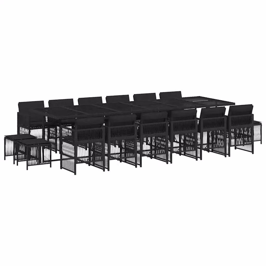 Set da pranzo da giardino vidaXL in polyrattan nero con 17 pezzi e cuscini – 2