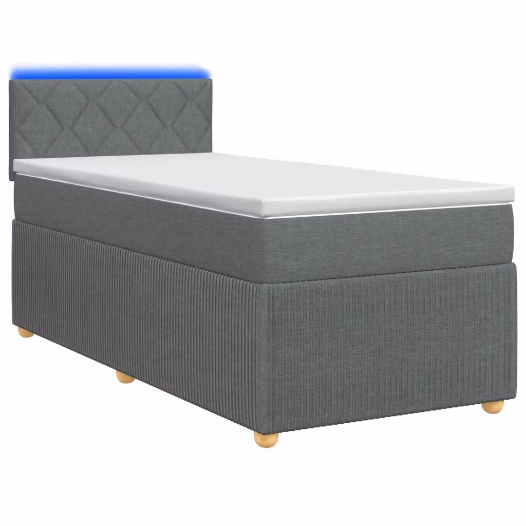 Letto box spring con materasso ibrido vidaXL in tessuto Grigio, L 90 x P 200 cm – 2