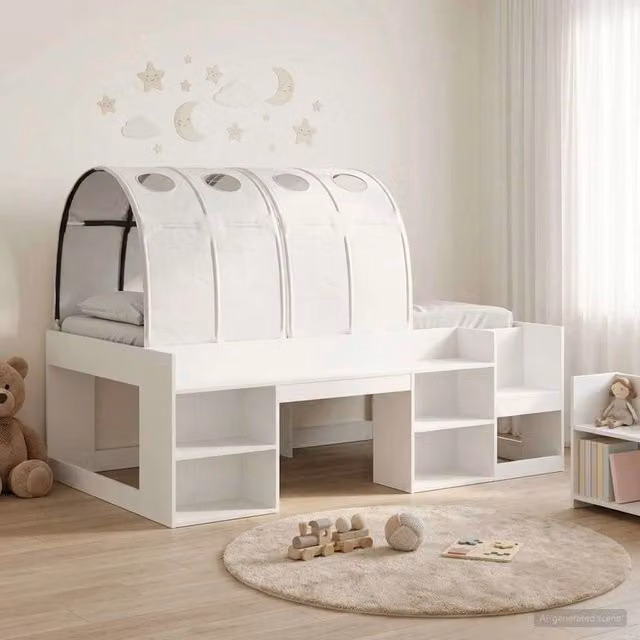 Letto con Tunnel 3 pz Bianco Legno ingegnerizzato 3423635