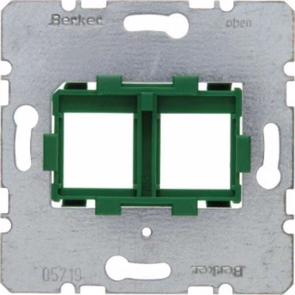 Berker 454104 Piastra di supporto con supporto verde, a 2 ingressi per inserti di moduli jack modulari
