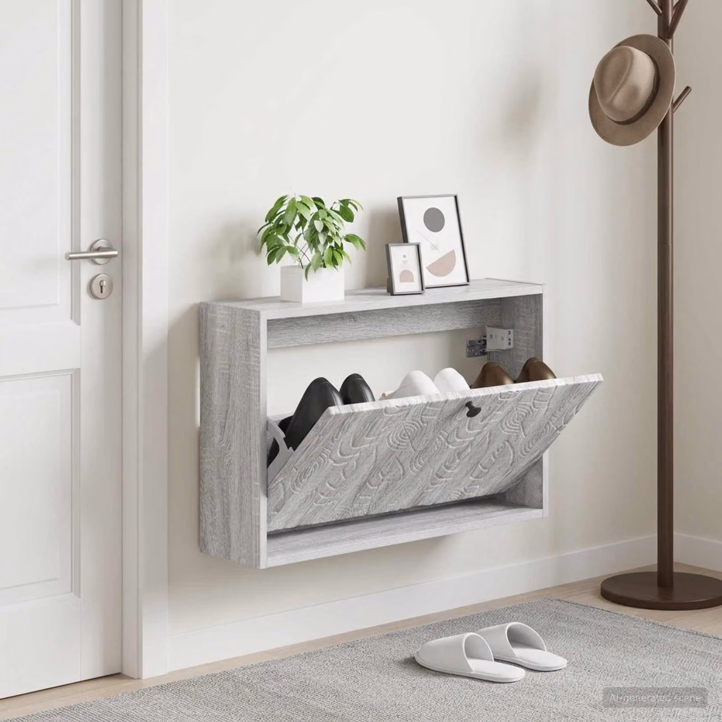 Mobiletto per scarpe da muro vidaXL DELFT grigio moderno con scomparti basculanti L: 71 cm, P: 43 cm, H: 17 cm