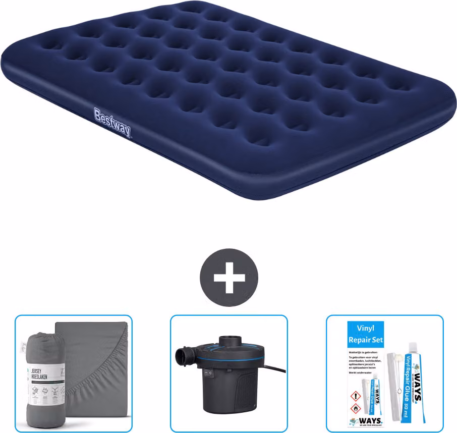Materasso gonfiabile Bestway - Letto francese - 137 x 191 x 22 cm - Blu - Accessori inclusi