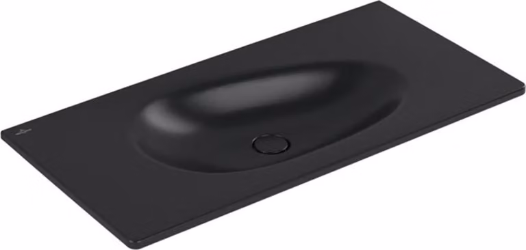 V&B Antao lavabo mobile 100x50cm, angolare, senza sfioratore, nero puro C-plus