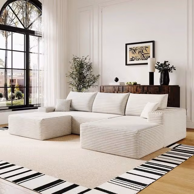 Divano angolare modulare Chaise Longue ¨C Minimal ¨C Bianco, 270cm