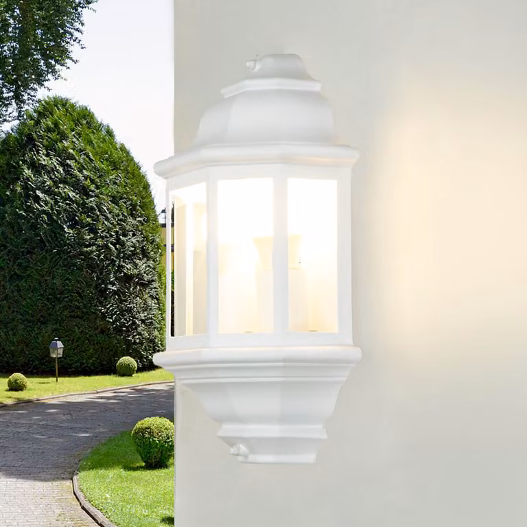 Lampada a parete da esterno IP44 bianco E27 vetro alluminio lampada da esterno marittima parete giardino cortile