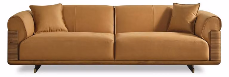 Sofa Dreisitzer 3 Sitzer Polstersofa Braun Stoff Polyester Couch Modern