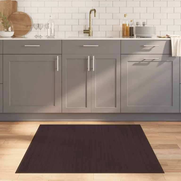 vidaXL Tappeto Quadrato Moderno in Bambù e Polipropilene Marrone 100 x 100 cm
