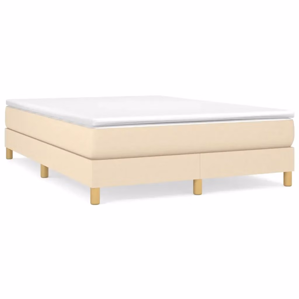 Letto Ibrido vidaXL con Giroletto a Molle e Materasso in Tessuto Beige e Bianco L/P/H: 200 x 140 x 25 cm – 2