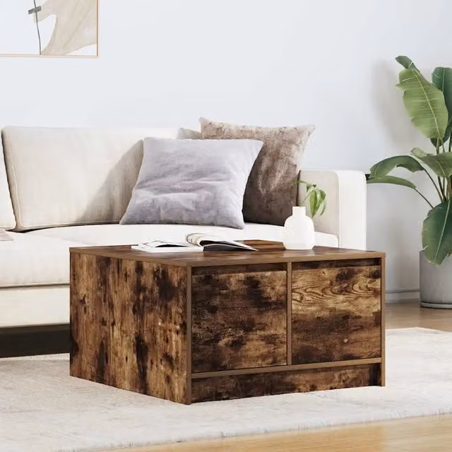 Tavolino da salotto moderno vidaXL in legno rovere color marrone L: 70,5 cm, P: 70,5 cm, H: 40 cm