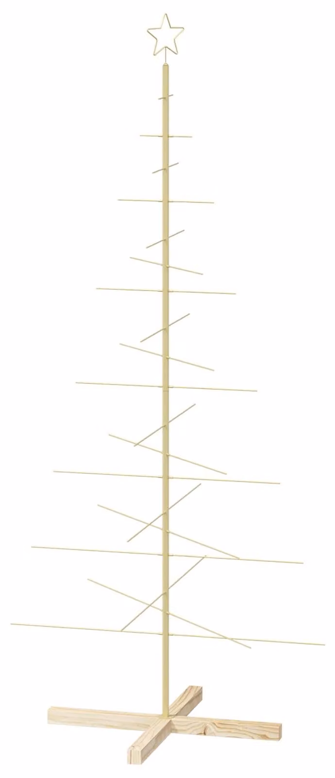 Albero di Natale in metallo con base, modello KUOPIO, 180 cm, acciaio dorato