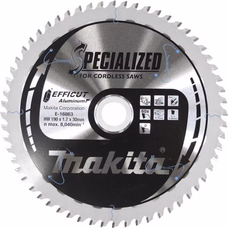 Lama Makita EFFICUT 190 x 1,7 x 30/20 mm Z60 alluminio E-16863