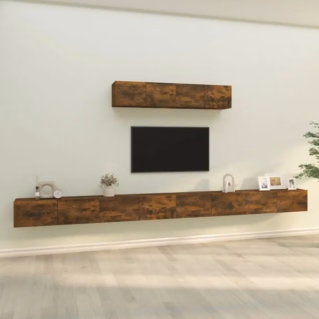Set di Mobili Porta TV 6 pz-Set di 6 Credenza per TV Rovere Fumo in Legno Multistrato 209088