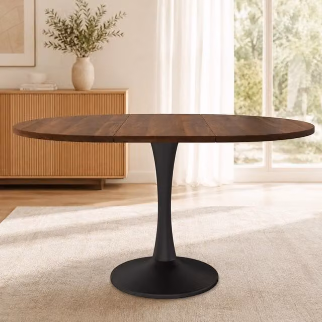 Tavolo da pranzo allungabile ovale in MDF e ferro color noce 100 140 x 100 x 75 cm