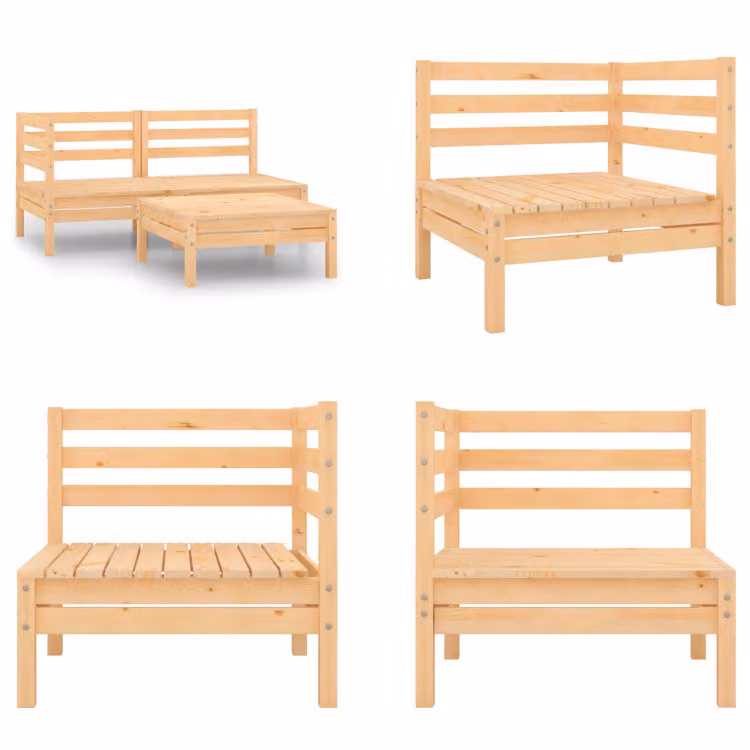 vidaXL Set salotto da giardino 3 pezzi in pino massiccio - Set di mobili da giardino - Set di mobili da giardino - Set di mobili da giardino - Set di mobili da giardino