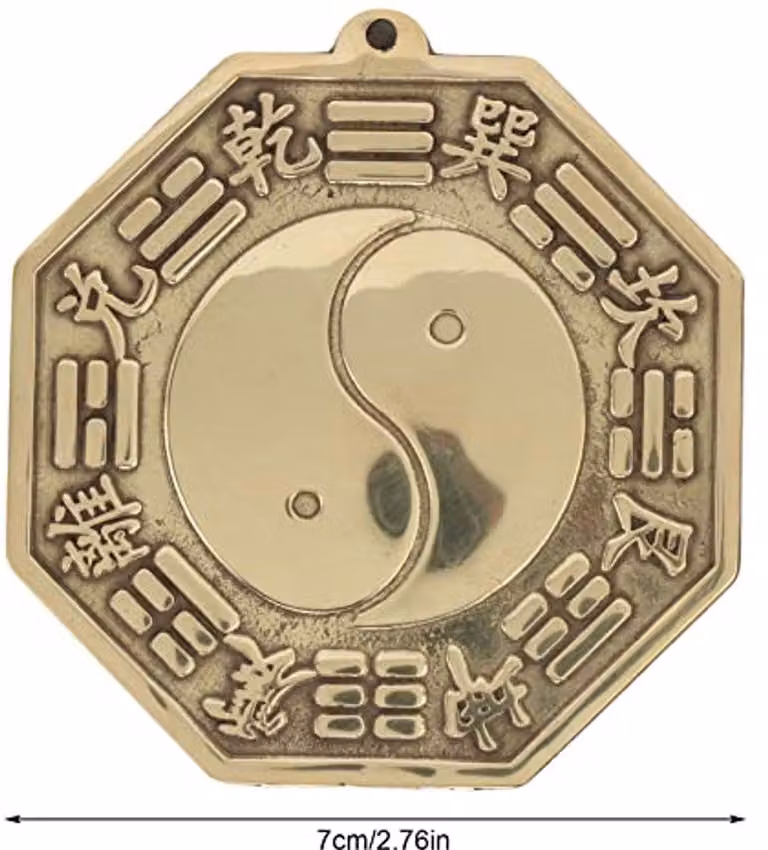 Specchio Bagua Feng Shui, 7 cm, in ottone