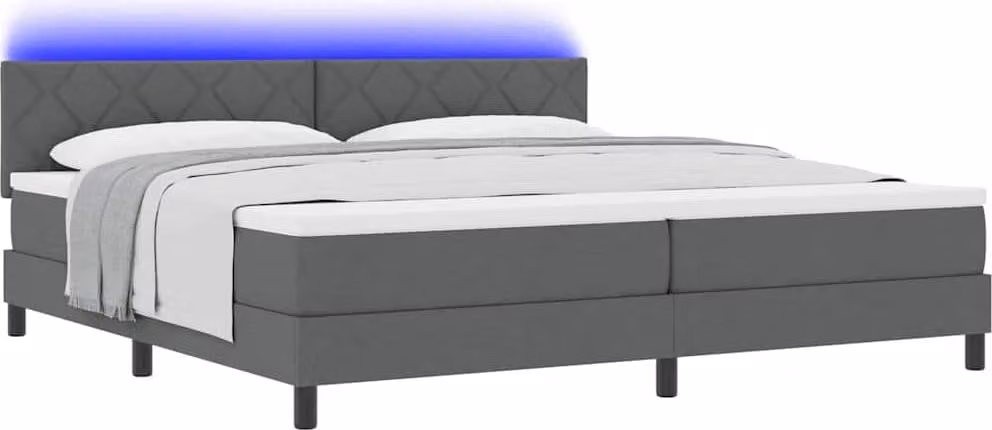 Letto a molle con materasso grigio scuro 200 x 200 cm in tessuto