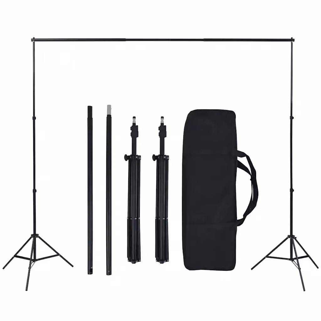 Kit di Illuminazione per Studio Fotografico vidaXL con Treppiede Regolabile e Lampadine Incluse in Colore Nero – 2