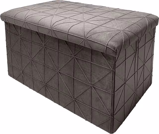 Cassapanca pieghevole moderna in velluto marrone con design geometrico e struttura imbottita