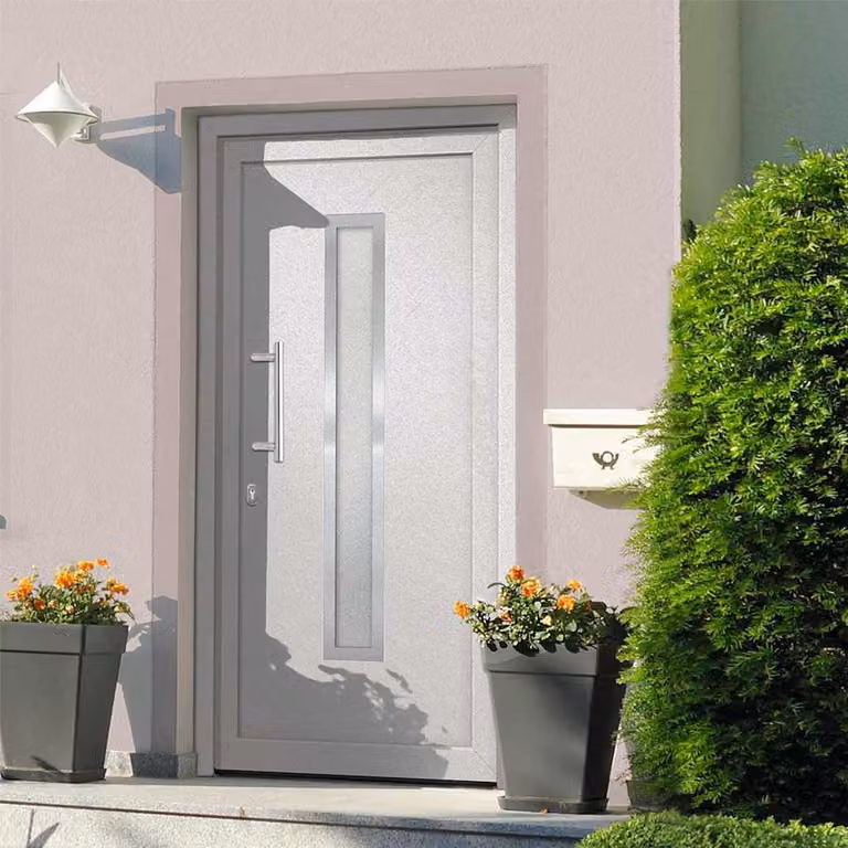 Porta di ingresso moderna vidaXL bianca con inserto in vetro, L: 98 cm, H: 200 cm