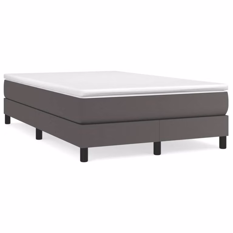 vidaXL Giroletto a Molle Ibrido con Materasso in Similpelle e Tessuto Grigio e Bianco L/P/H: 200 x 120 x 193 cm