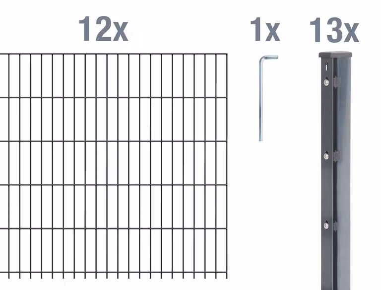 Recinzione a pannelli doppi, modello Alberts 673505, kit completo da 26 elementi, colore antracite, altezza 83 cm, lunghezza 30 metri